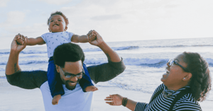 Happy family at the beach