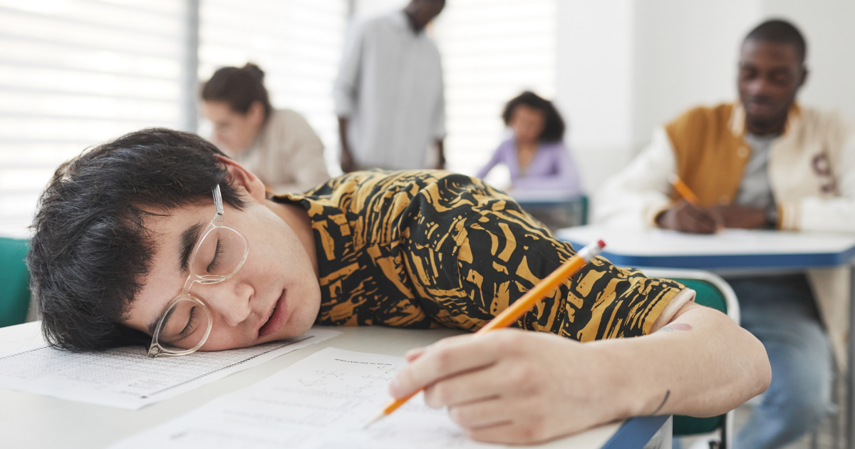 Kid falling asleep in school