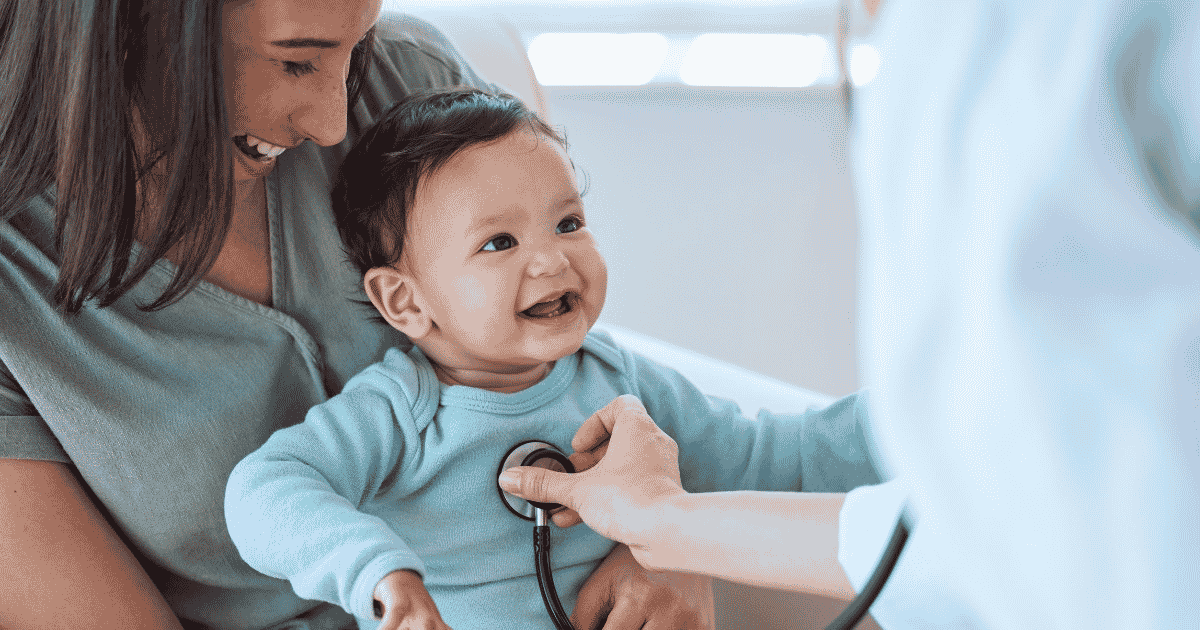 Mother and baby at check-up