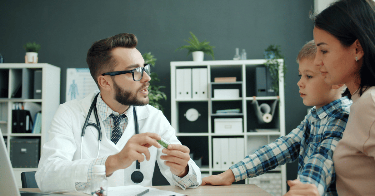 Mother and son at doctor’s office