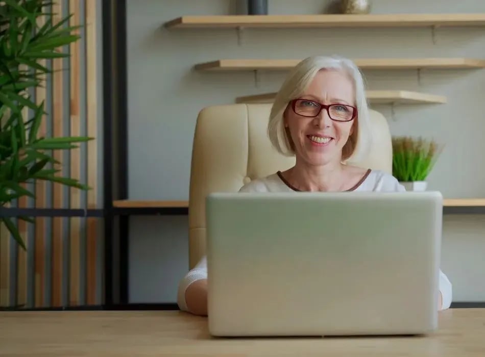 woman on computer