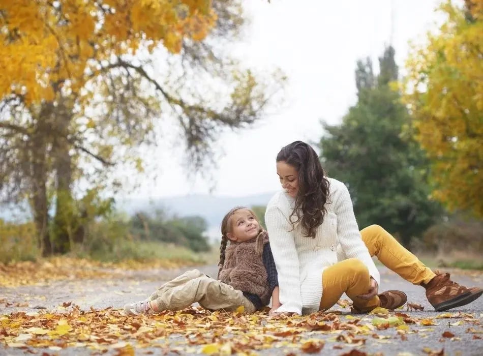 mom and daughter outside