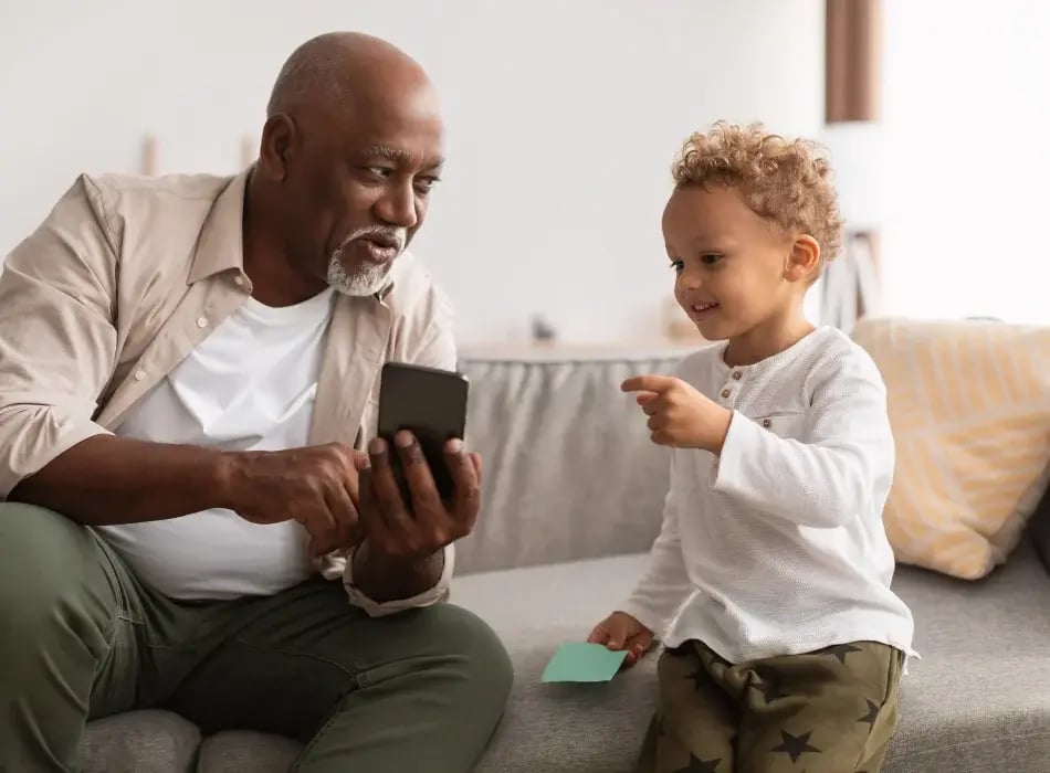 young boy with grandfather