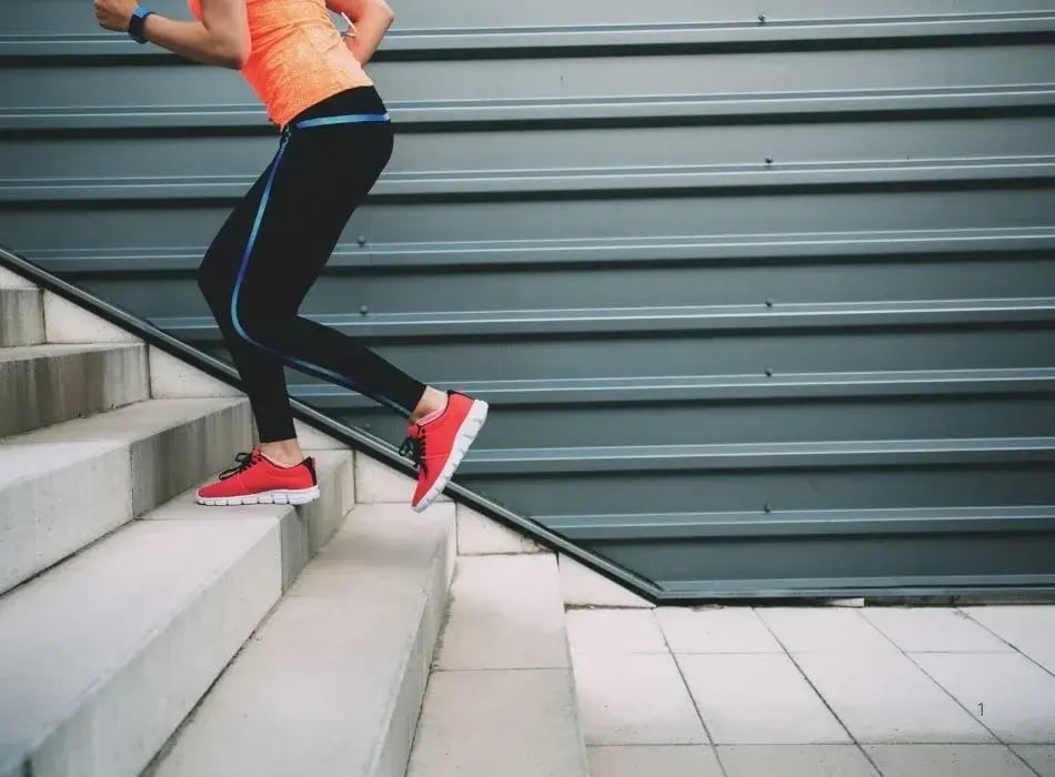 running upstairs outside