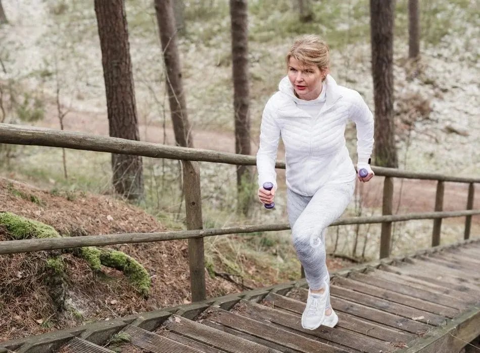 woman outside exercising