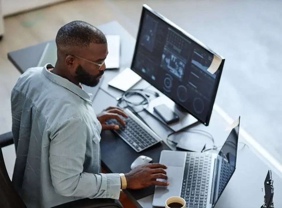 man at desk