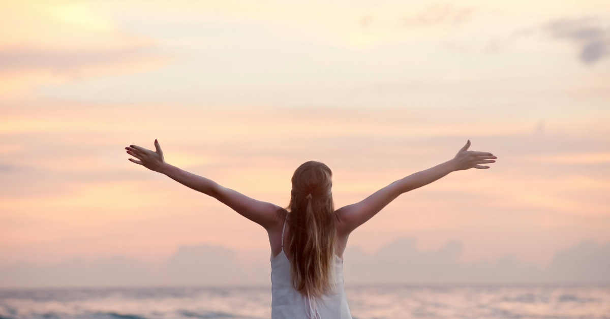 Woman celebrating creation