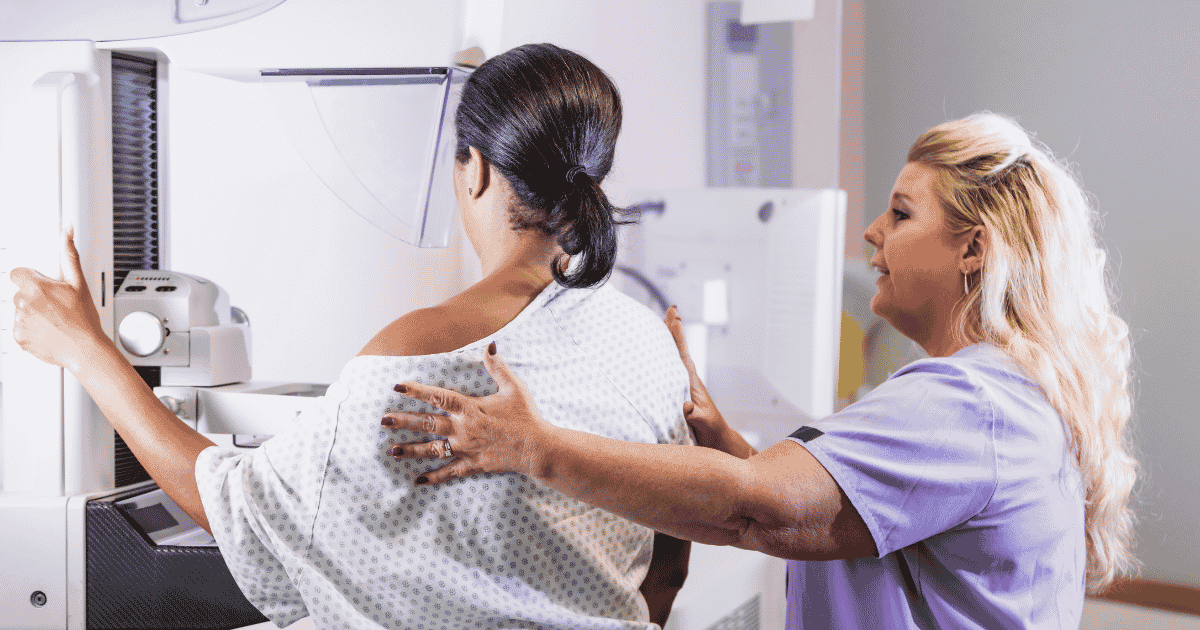 Woman having her mammogram