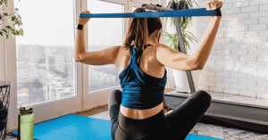 Women using a resistance band.