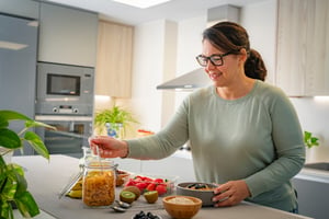 Woman cooking breakfast